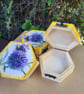 Honey Bee Hexagon Wooden Trinket Box,Lavender Floral Jewellery Storage,small box - Image 1