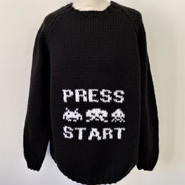 Hand Knitted Space Invader Sweater Press Play
