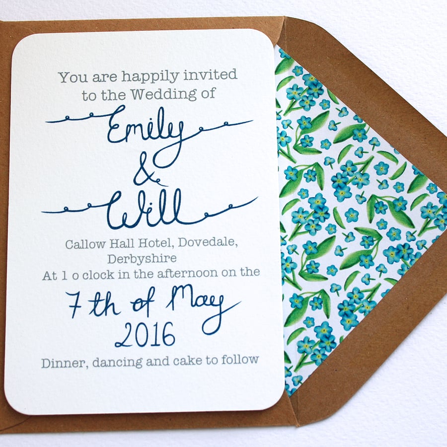 Forget me not wedding invitation