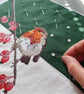 Robin in Snowy Scene, Christmas card, Winter birthday, red berries, frosty, snow - Image 7