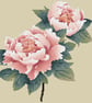 237 - Peony Cross Stitch Pattern: Chinese Ink Painting Style (PDF Counted Chart) - Image 1