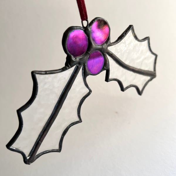 Clear stained glass holly decoration - Perfectly Imperfect