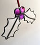 Clear stained glass holly decoration - Perfectly Imperfect