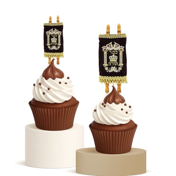 Sefer Torah Cupcake Toppers 15pk Simchas Torah  Hachnasas Sefer Torah