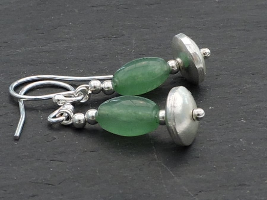 Jade and Silver Earrings