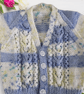 Hand Knitted Baby Cardigan, Blue and Cream V-Neck, 6-12 Months - Image 3