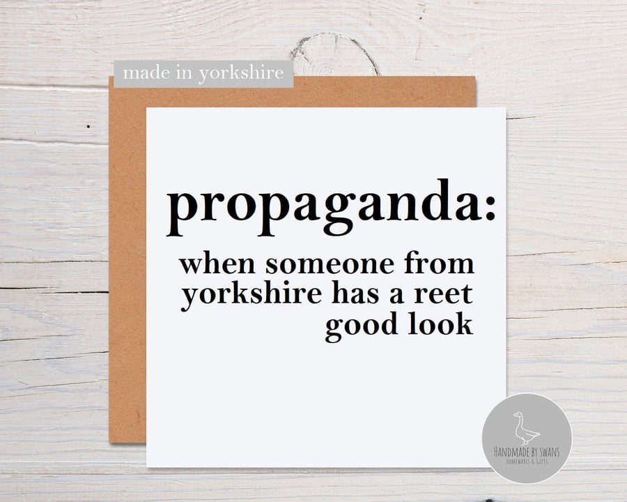Funny Yorkshire card, Propaganda card, Yorkshire birthday card, yorkshire slang 