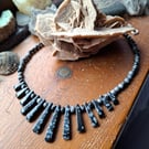 Snowflake Obsidian Layout Bar Necklace