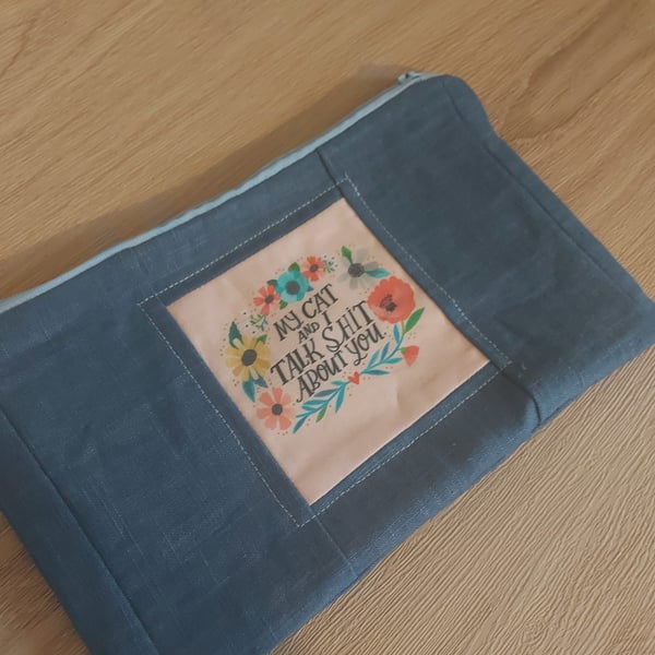 me and my cat talk s--t about you make up bag 