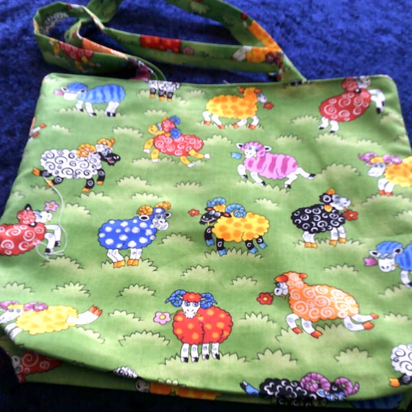 Multi coloured sheep project bag