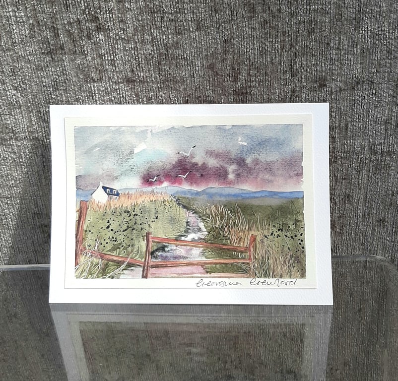 Evening Storm. Blank Card. Original Painting . Countryside Scene. 260125