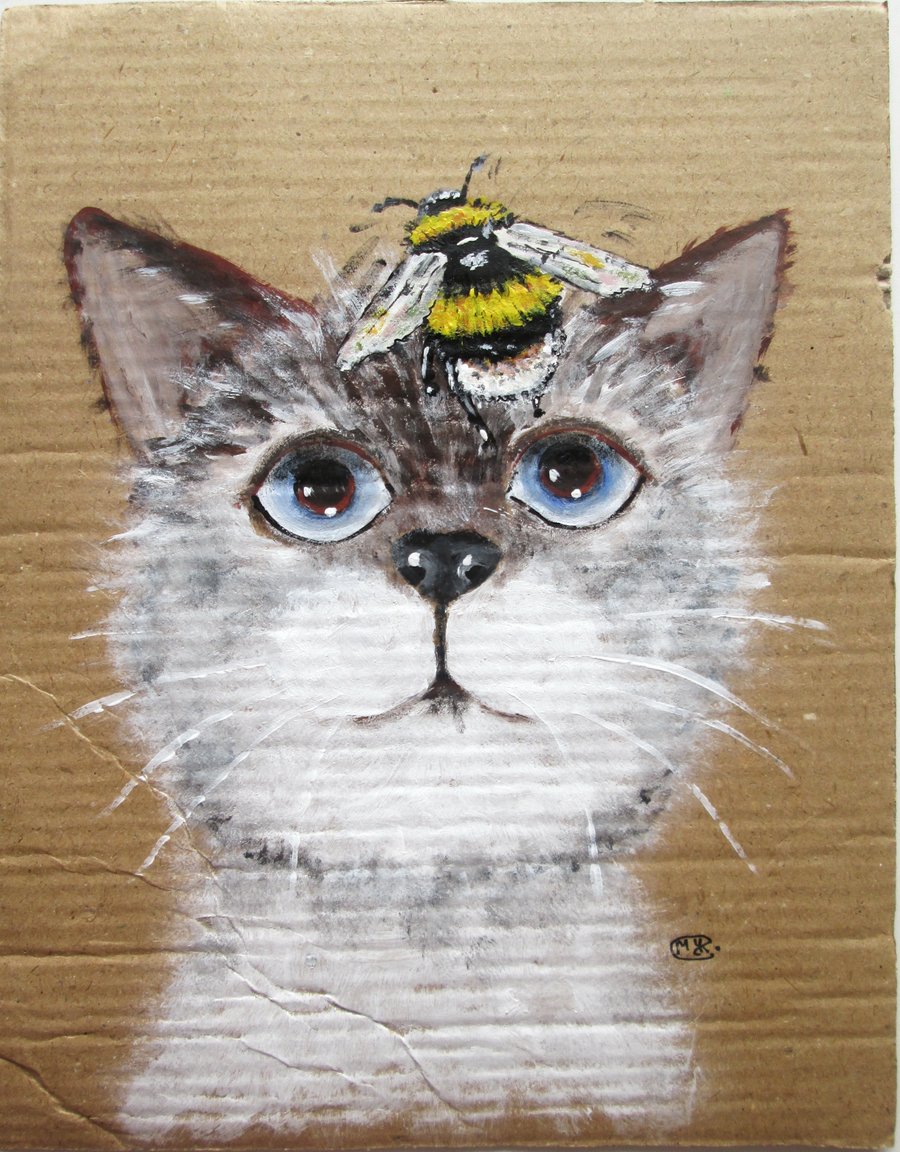 Original. Kitten and Bumblebee 