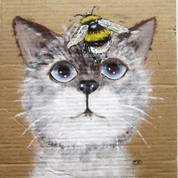 Original. Kitten and Bumblebee 