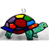 Tortoise Suncatcher Stained Glass Handmade Rainbow Turtle 