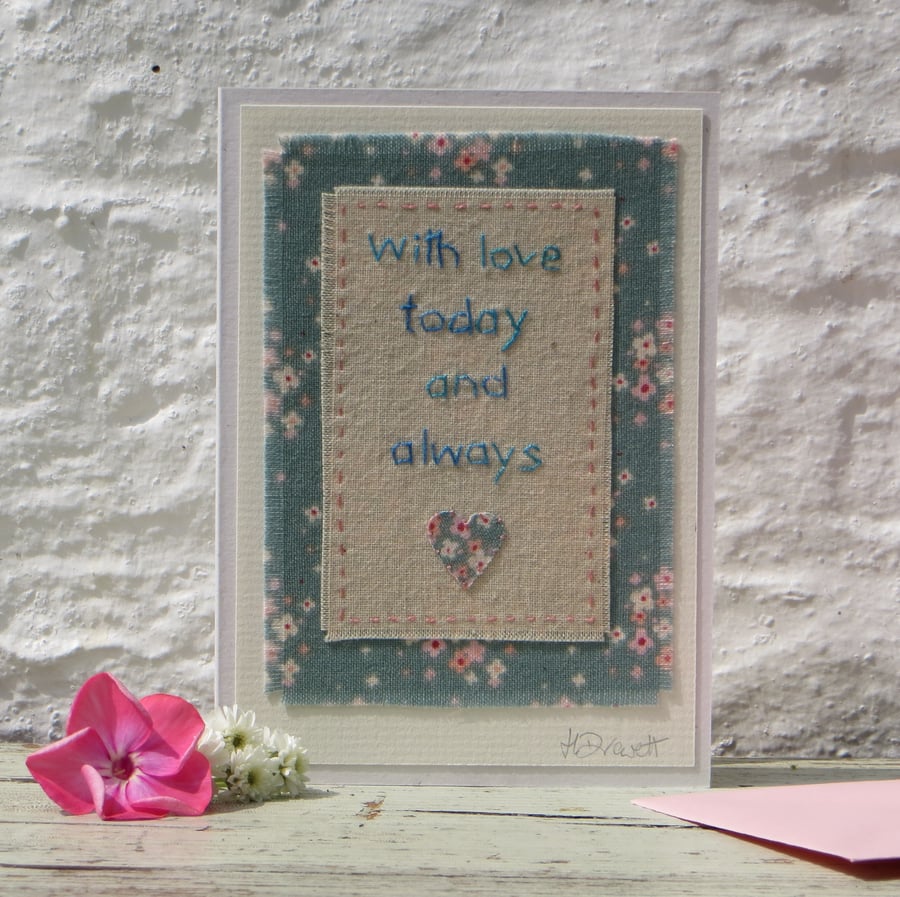 Hand-stitched card for someone you love,  for birthday, or any special time 