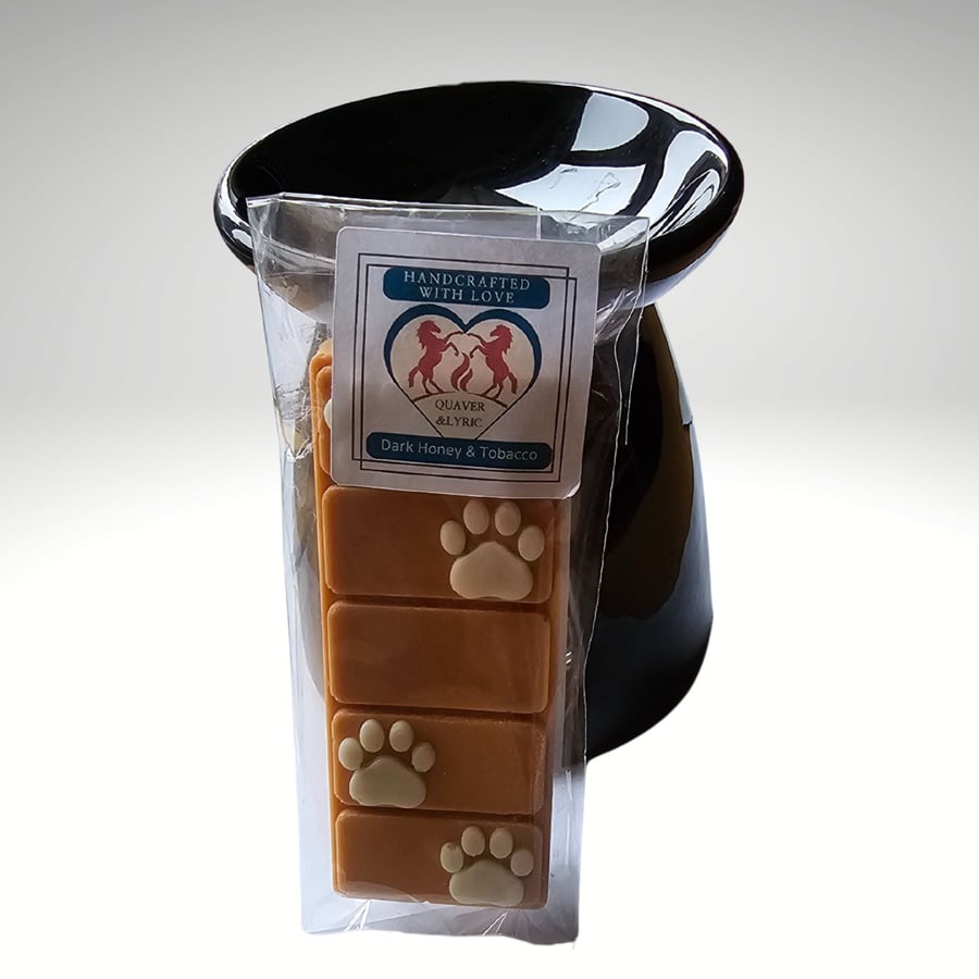 Soy Wax Melt Bar Dog Pawsome Design Dark Honey and Tobacco Highly Scented Gift
