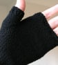 Fingerless Gloves Wrist Warmers Black Merino Wool  - Image 2