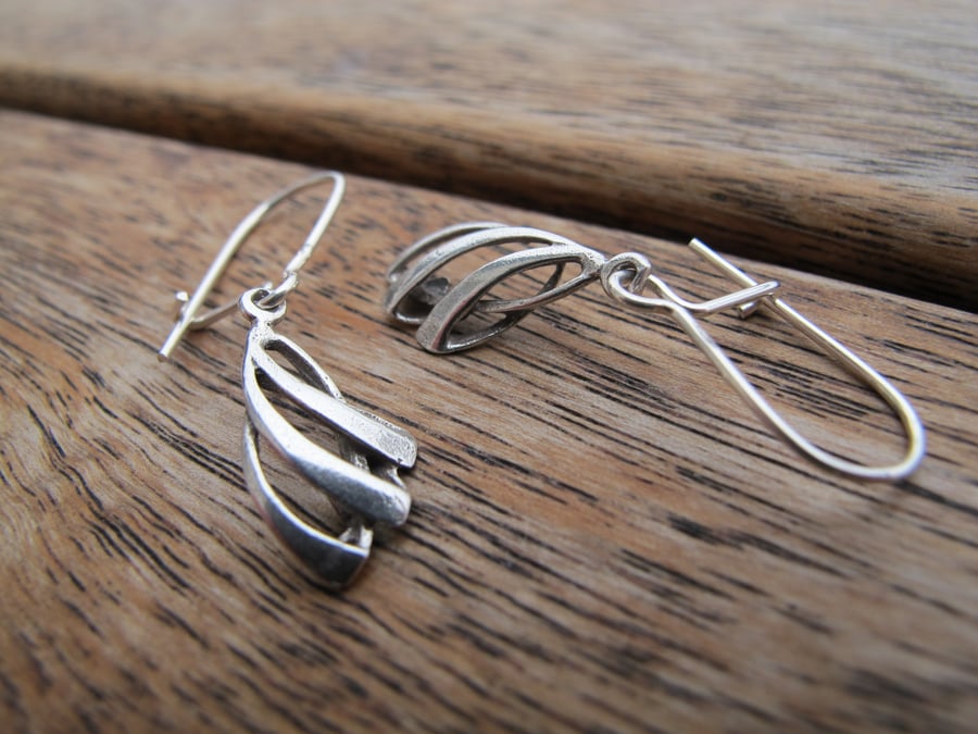 Silver Dangle Earrings, Sterling Silver Earrings, Silver Nature Earrings