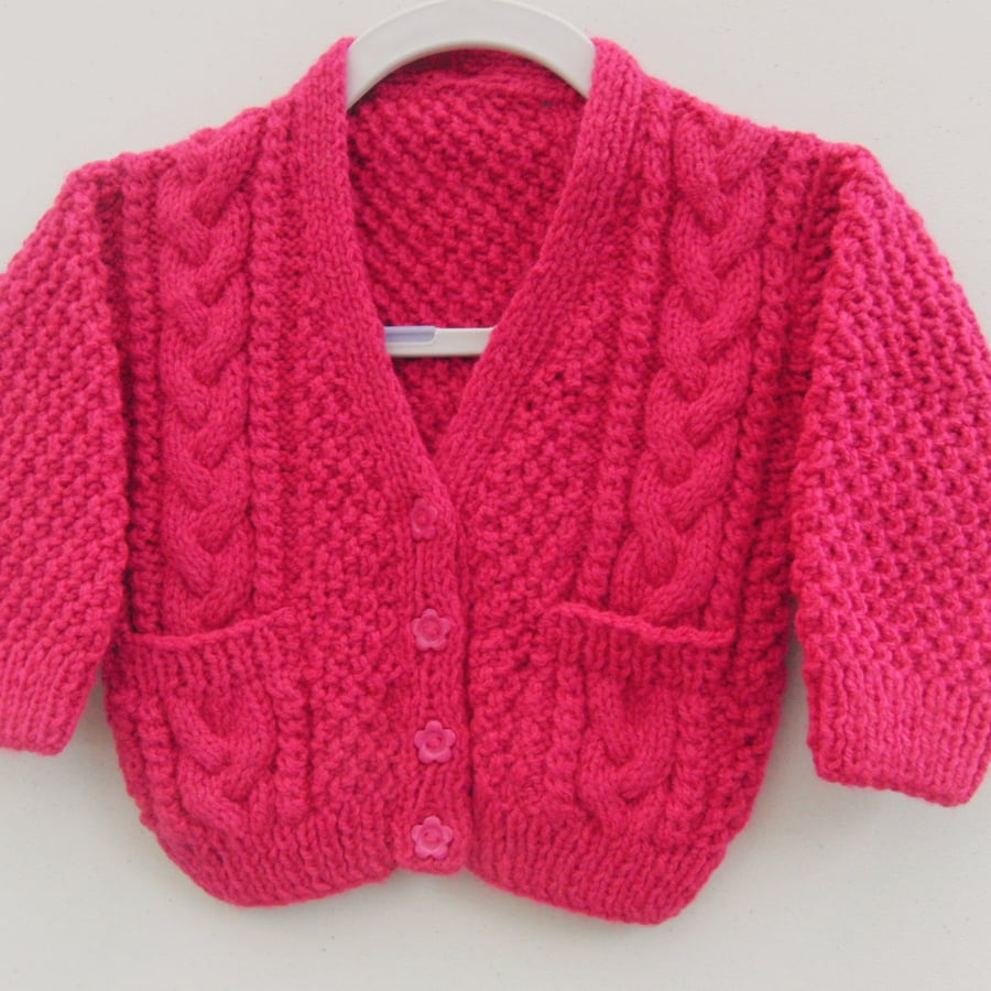 Unisex Hand Knitted Cabled Cardigan Children s Folksy