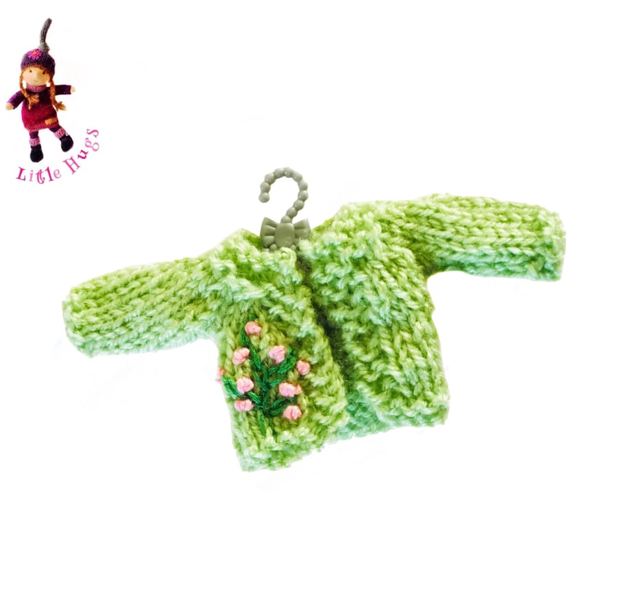 Pale Green Embroidered Cardigan to fit the Little Hug Dolls