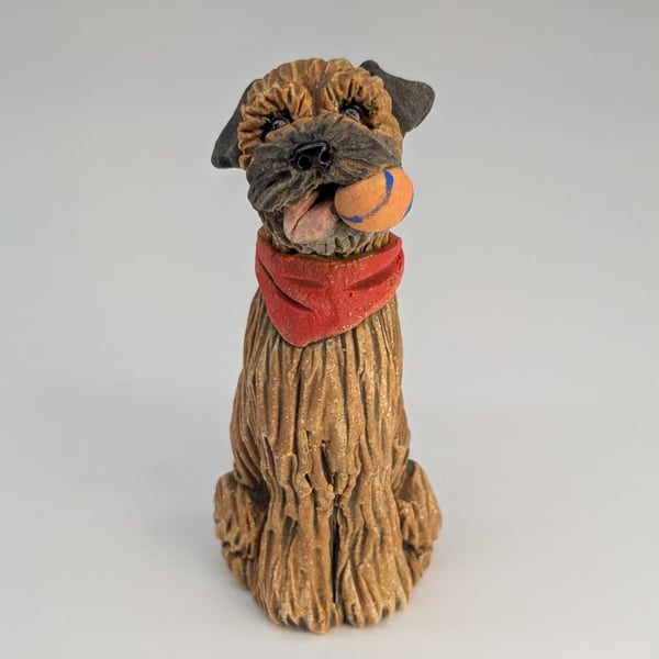 Mini Border Terrier with ball and neckerchief - 8