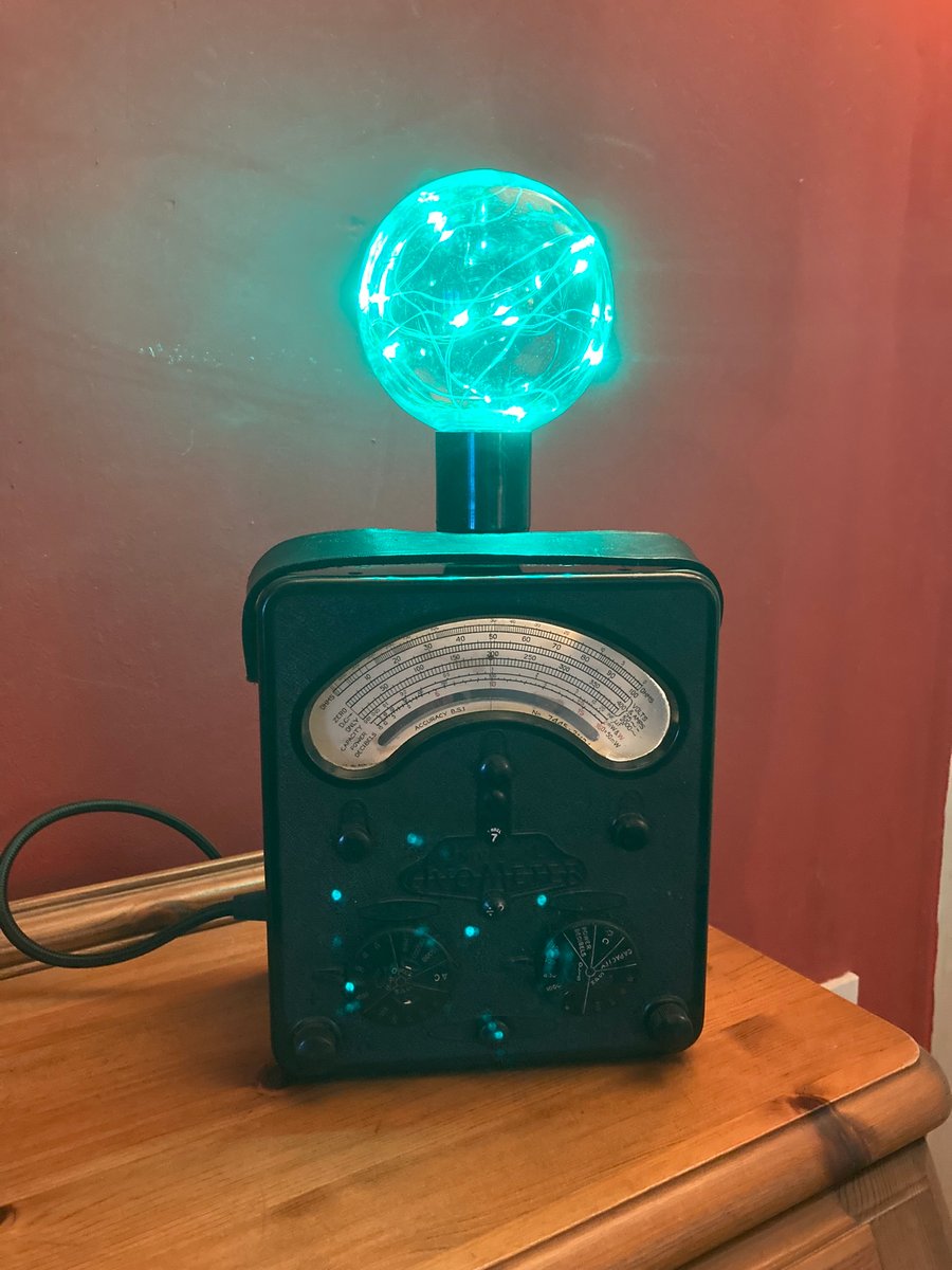 Steampunk Table Lamp, Upcycled 1945 Vintage Electrical Test Meter