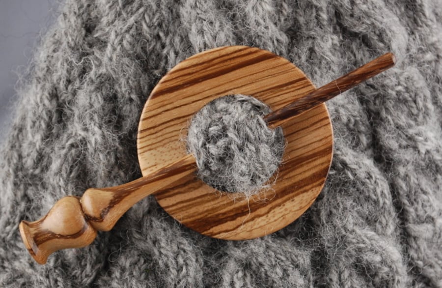 Shawl Pin in Zebrano Wood
