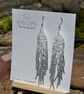 White & Silver Beadwork Tassel Earrings - Image 2