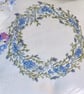 Hand-Embroidered Forget-Me-Not Linen Cushion – Lavender-Filled Floral Sachet