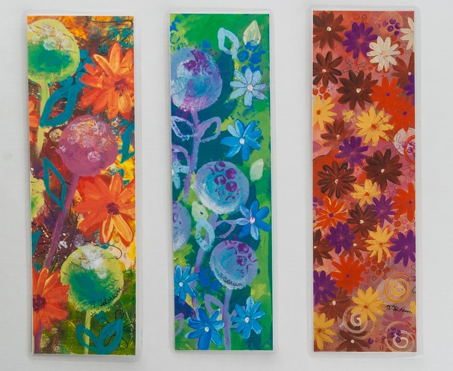 Art Bookmarks Set of Three Flowers