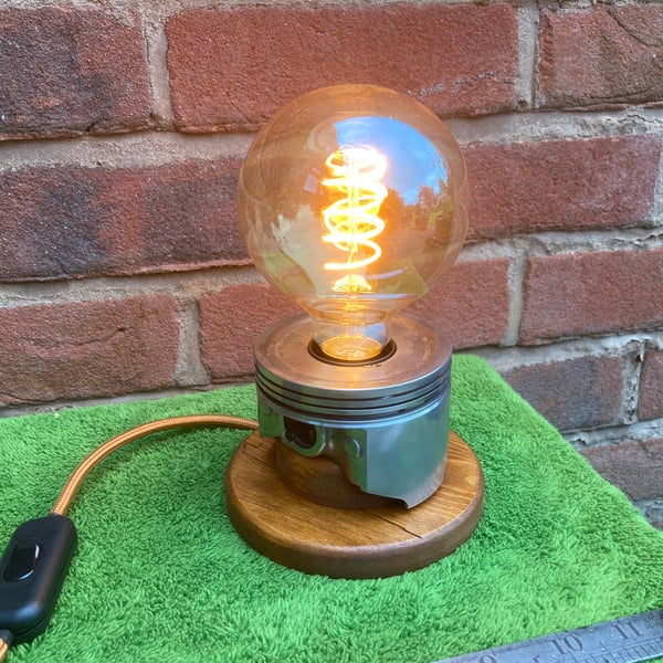 Piston Table Lamp, Decorative Upcycled Polished Engine Part