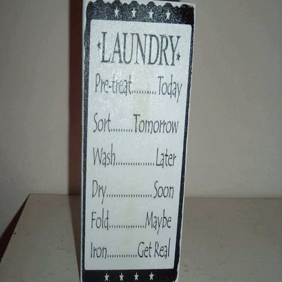 shabby chic distressed laundry fun plaque