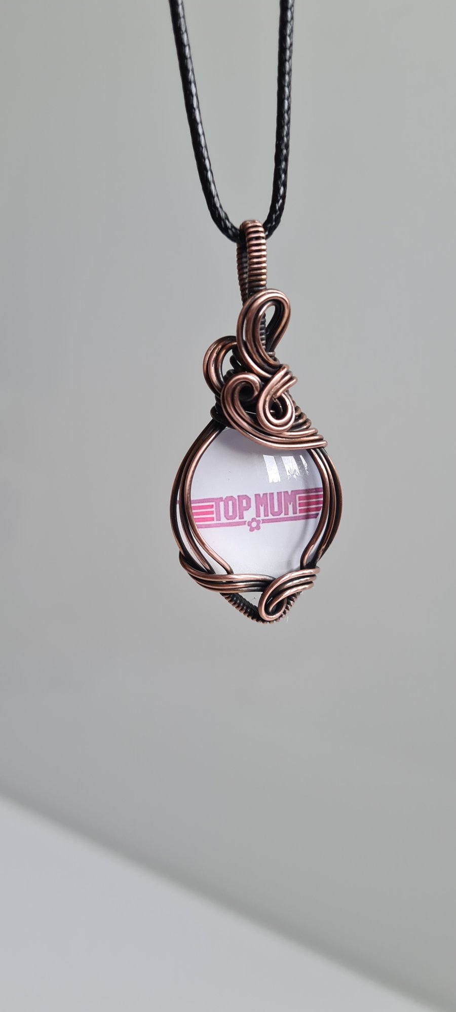 Top Mum Glass & Copper Pendant Necklace Gift Jewellery Jewelry Mothers Day