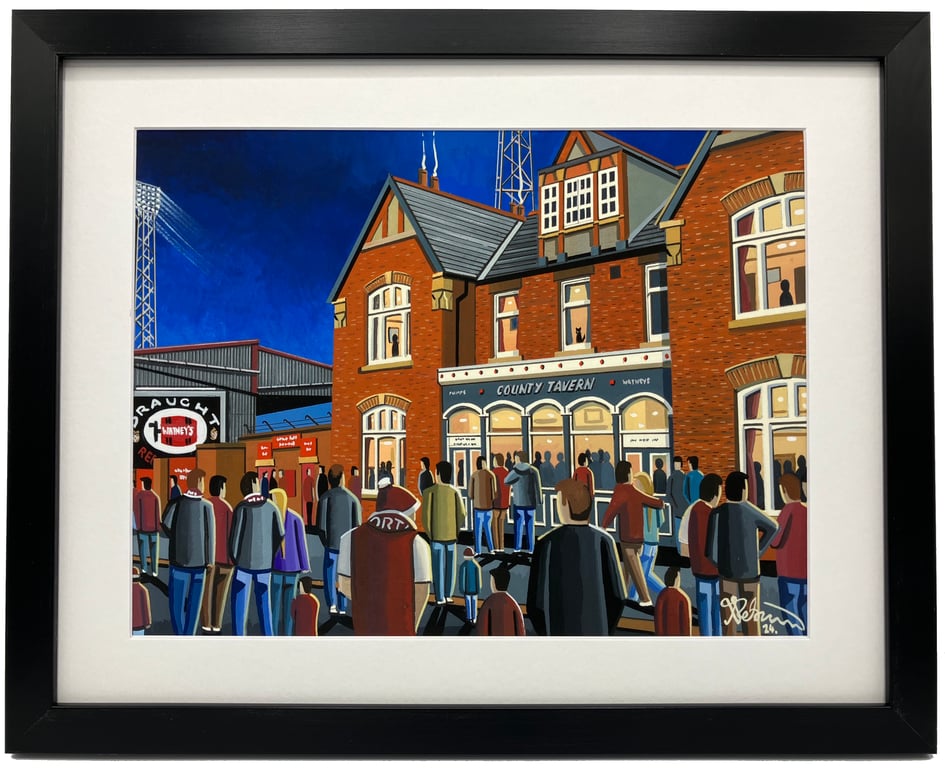 Northampton T, Retro County Ground Framed, Football Art Print 14" x 11" Frame 