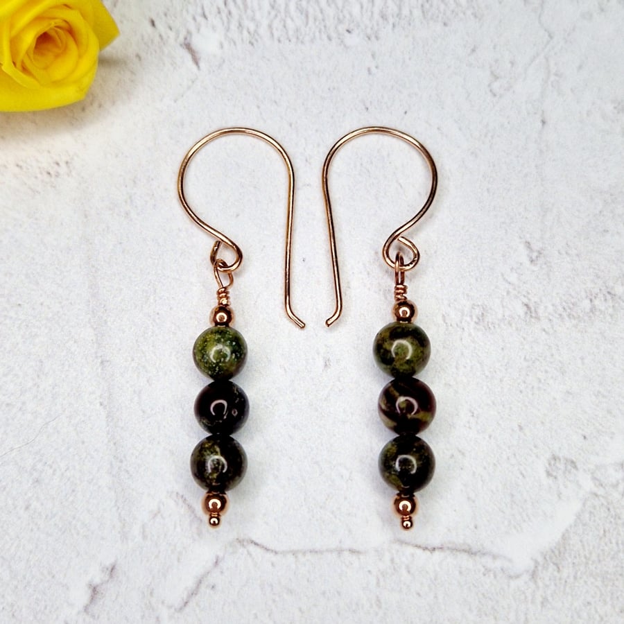 Dragon Blood Jasper Bead Earrings