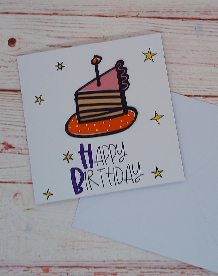 Happy Birthday Card, Cake Slice