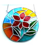 Floral Tropical Ring Stained Glass Suncatcher Vibrant Red Flower Art Gift 