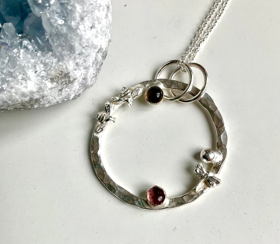 Sterling Silver 'Hedgerow Wreath' Pendant Necklace