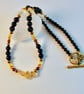 Citrine And Obsidian Necklace With Swarovski Topaz Crystals - Handmade In Devon - Image 6