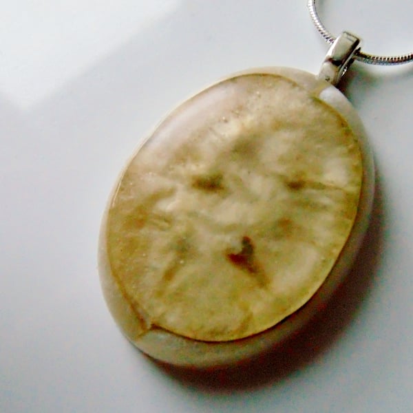 Honesty Seed Resin Pendant - Honesty Pod Necklace