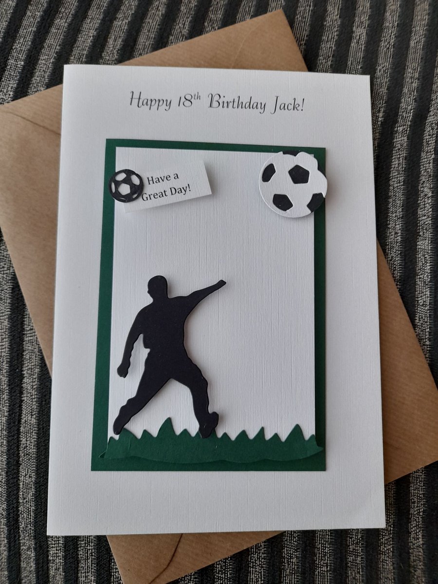 Birthday Card For Him Footballer Any Age, Relation, Son, Grandson, Brother. A5