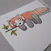 dozy red panda - original aceo