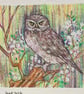 Miniature - Little Owl, tiny original bird art, bird gift, wall art - Image 5