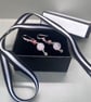 Rose Quartz and Jasper dropper earrings, sterling silver wires - Image 3