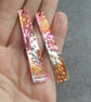 Long Copper Earrings, Flame Painted Earrings, Multicoloured, Oxidised Copper - Image 2
