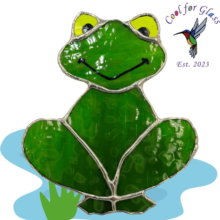 Stained glass frog sun catcher