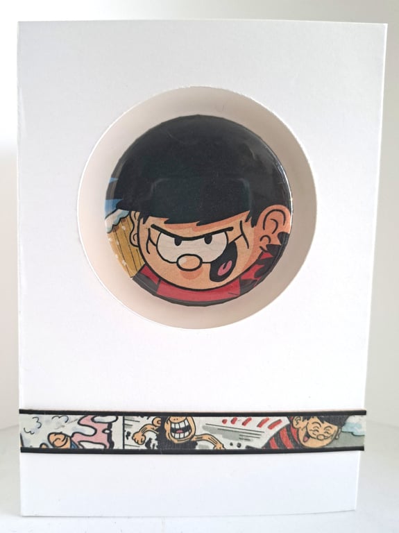 Dennis the Menace Beano Badge - Vintage Comic Book Badge - 58mm Upcycled Gift
