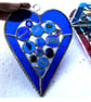 Heart Suncatcher Stained Glass Blue  Abstract 025 Nugget Handmade Gift - Image 2