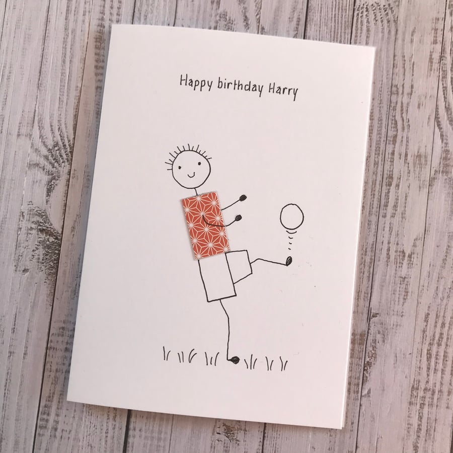 Childs birthday card, Personalised, Boy birthday card, Football