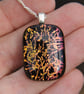 Orange Gold  Pattern Dichroic Glass Pendant,  Fused Glass Necklace F27 - Image 8